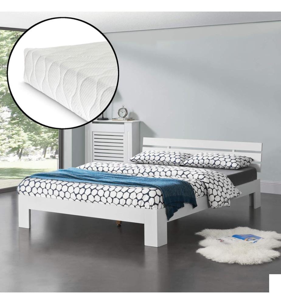 Lit en bois Avesta 180x200 cm avec matelas à froid blanc