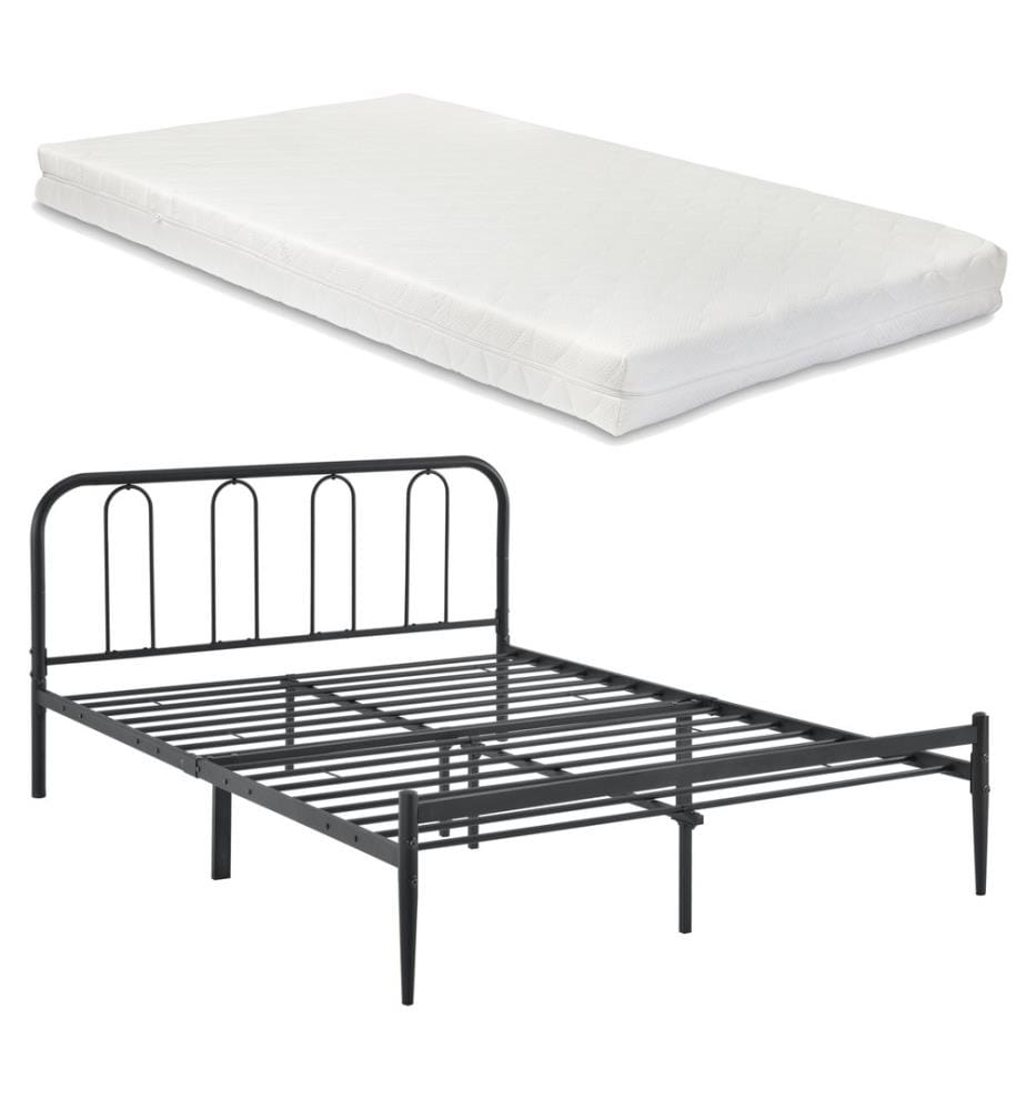 Lit métallique Hanko 160x200 cm avec matelas à eau froide Noir