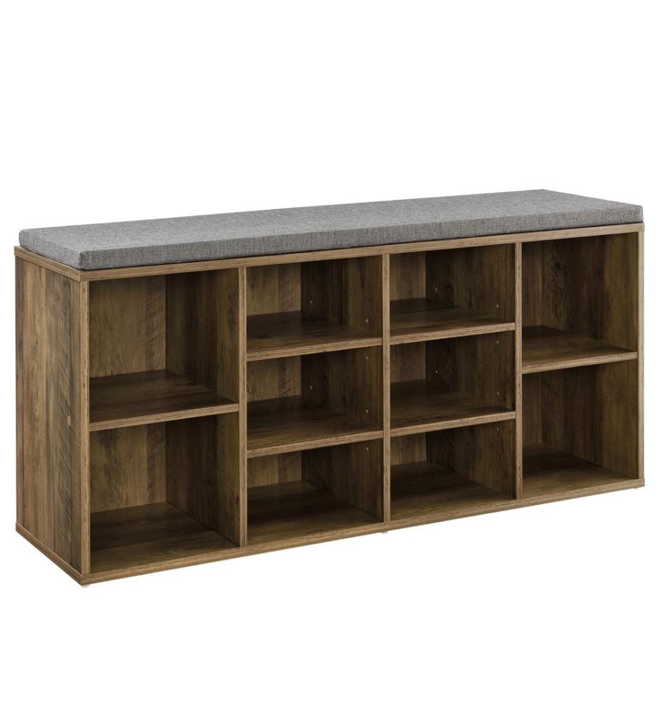 Étagère à chaussures Leonidas 103 x 30 x 48 cm avec banc rembourré et 10 compartiments