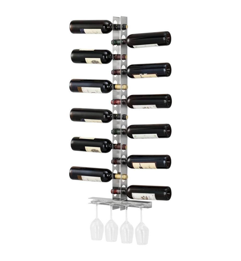 Casier à vin Pfalz 100 x 5 x 7 cm pour 12 bouteilles avec support pour verres en acier inoxydable