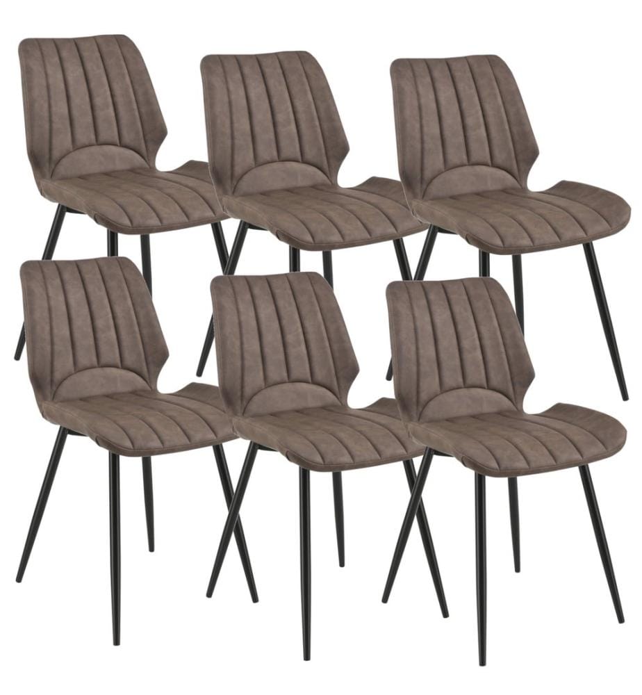 Lot de 6 chaises de salle à manger Mendoza en simili-daim marron