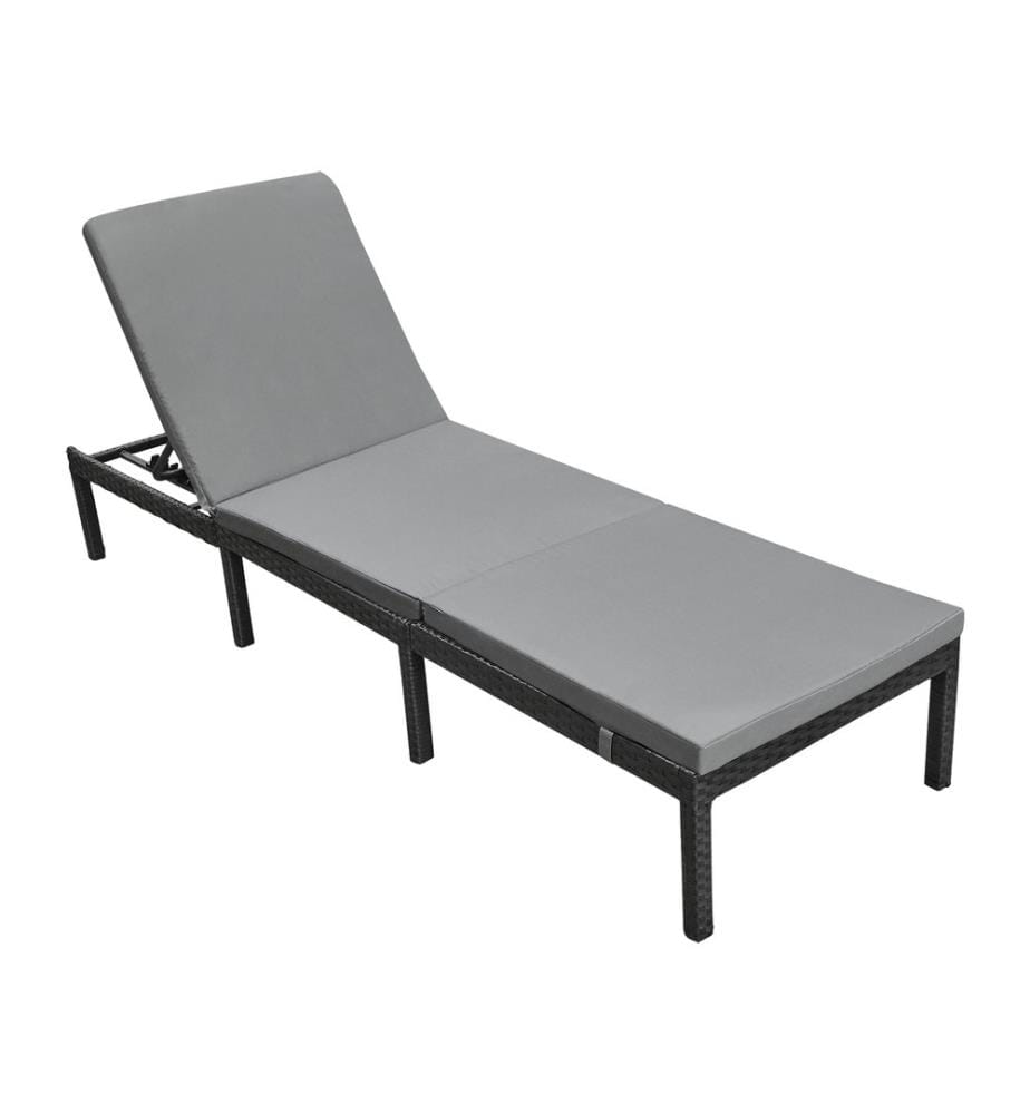 Chaise longue de jardin Cartes avec dossier réglable, en polyrotin gris foncé