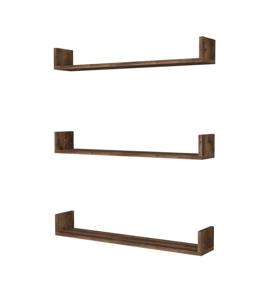 Étagère murale Höganäs, 3 pièces, 90 x 15 x 12 cm, aspect chêne vieilli