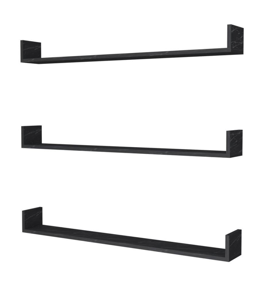 Étagère murale Höganäs, 3 éléments, 120 x 15 x 12 cm, aspect marbre noir