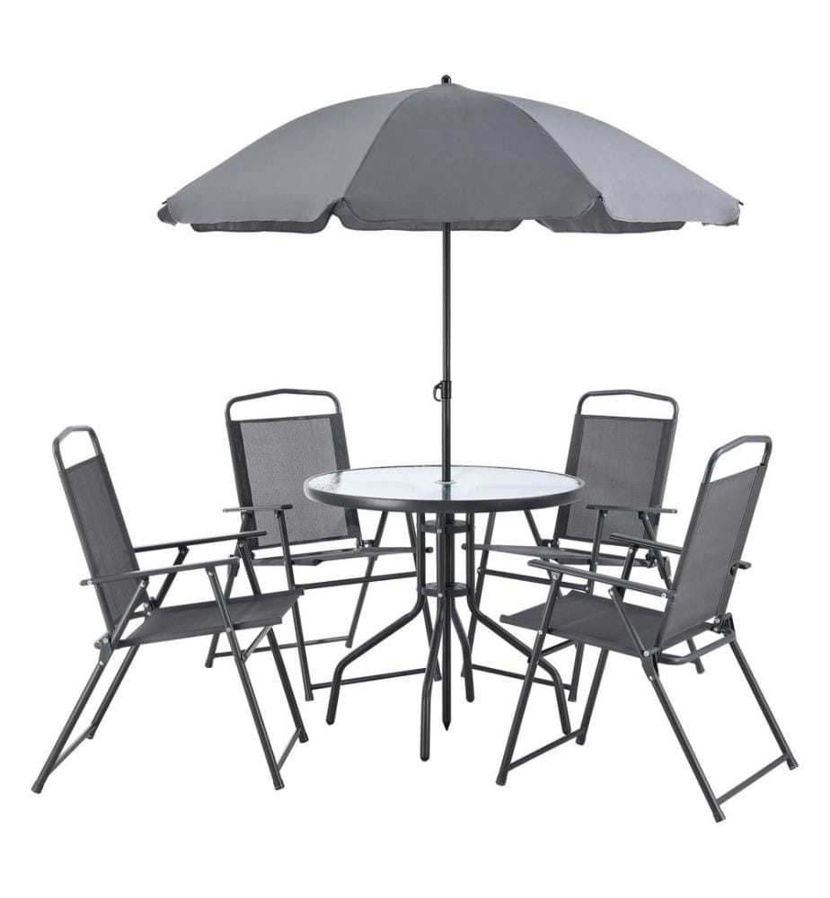 Ensemble de mobilier de jardin Milagro comprenant un parasol, une table et 4 chaises