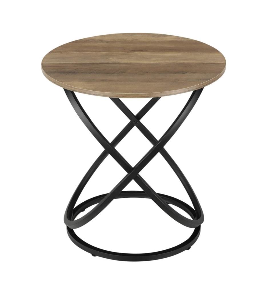 Table d'appoint Lumsden 61 x Ø 59 cm, métal, couleur bois