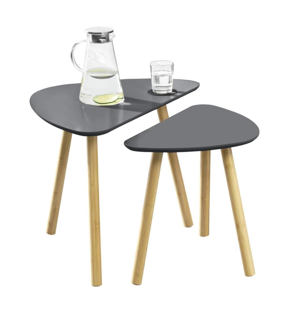 Lot de 2 tables basses Levanger en bambou gris