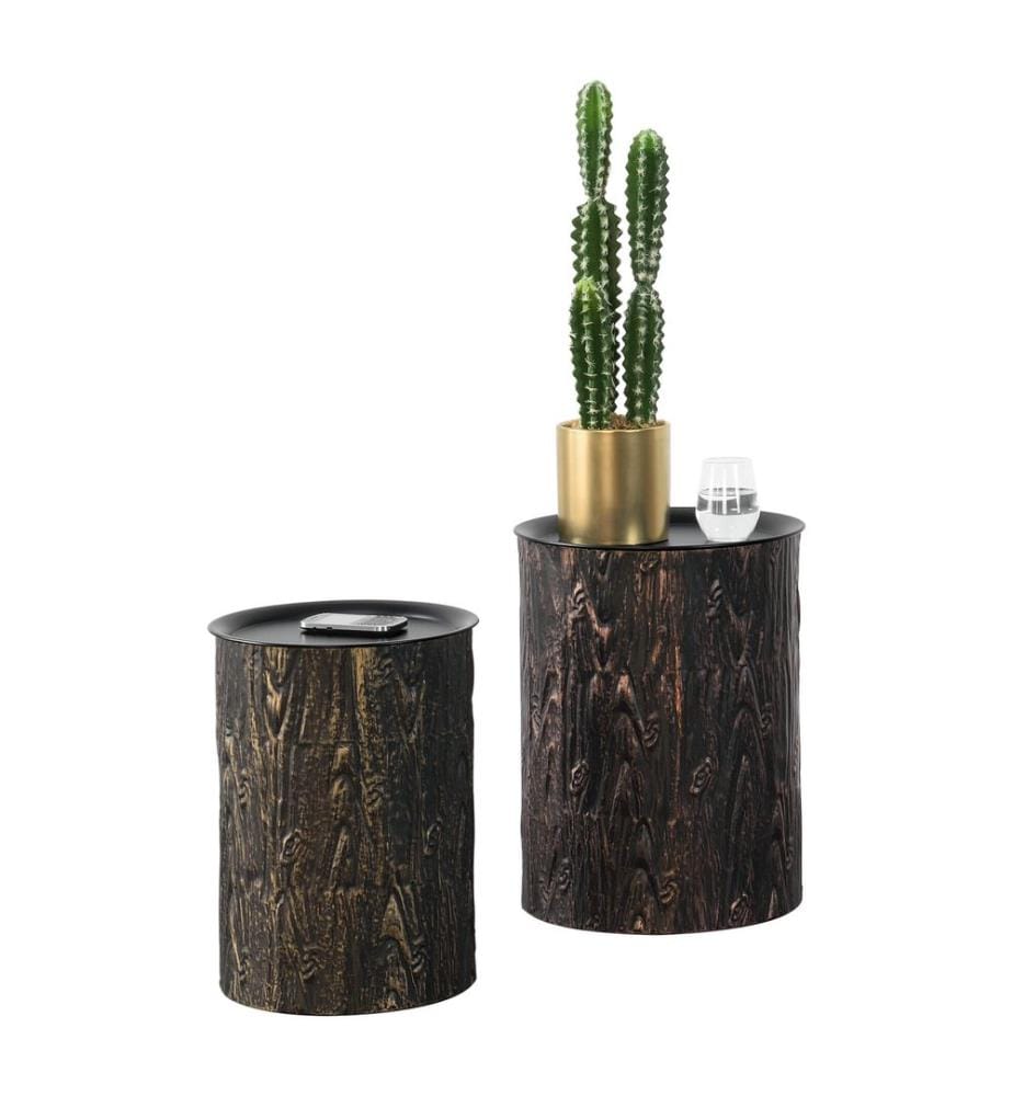 Lot de 2 tables d'appoint Herstal aspect bois