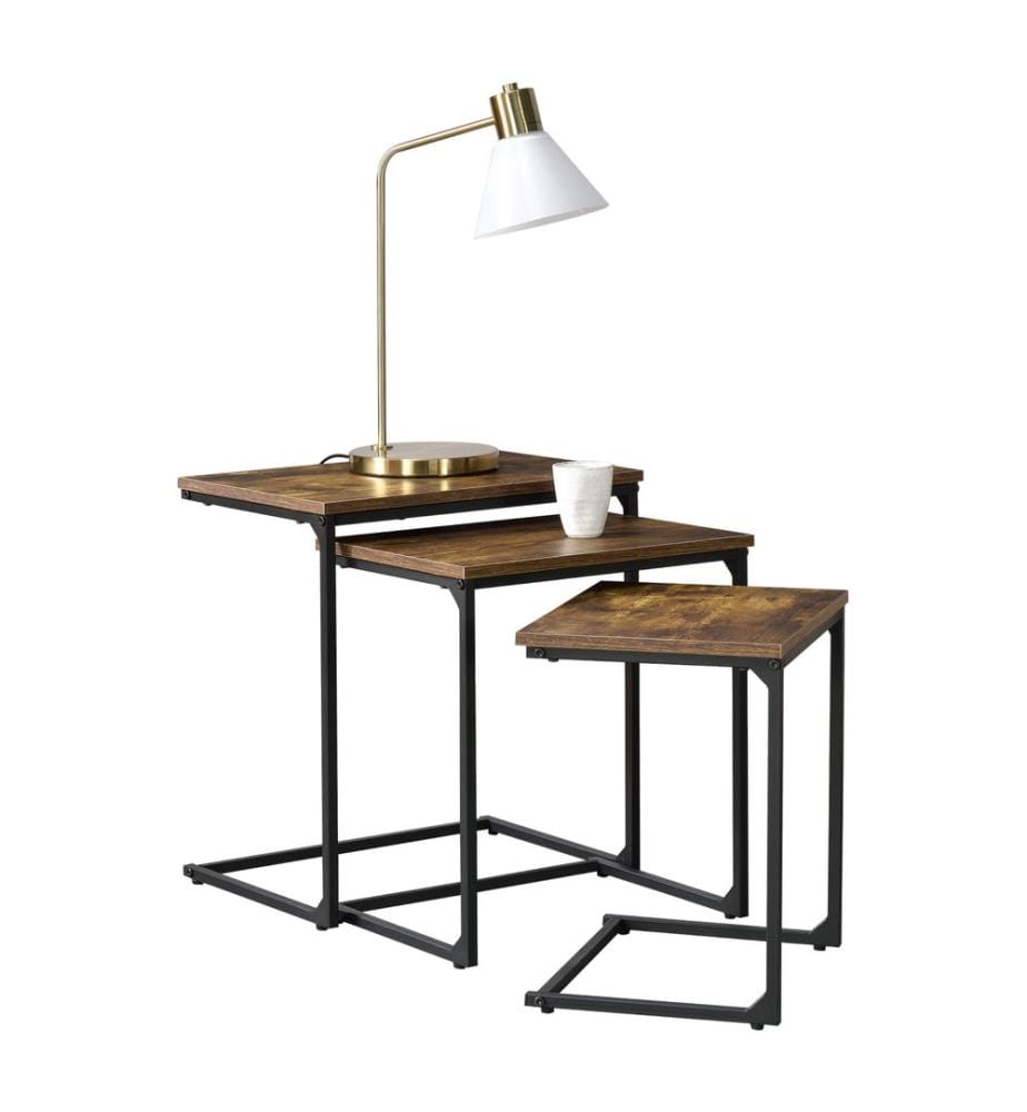 Lot de 3 tables d'appoint Tjörn, teinte bois foncé
