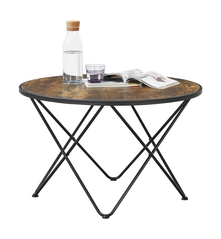 Table basse Goskamark 80 x 50 cm, structure en acier, teinte bois foncé