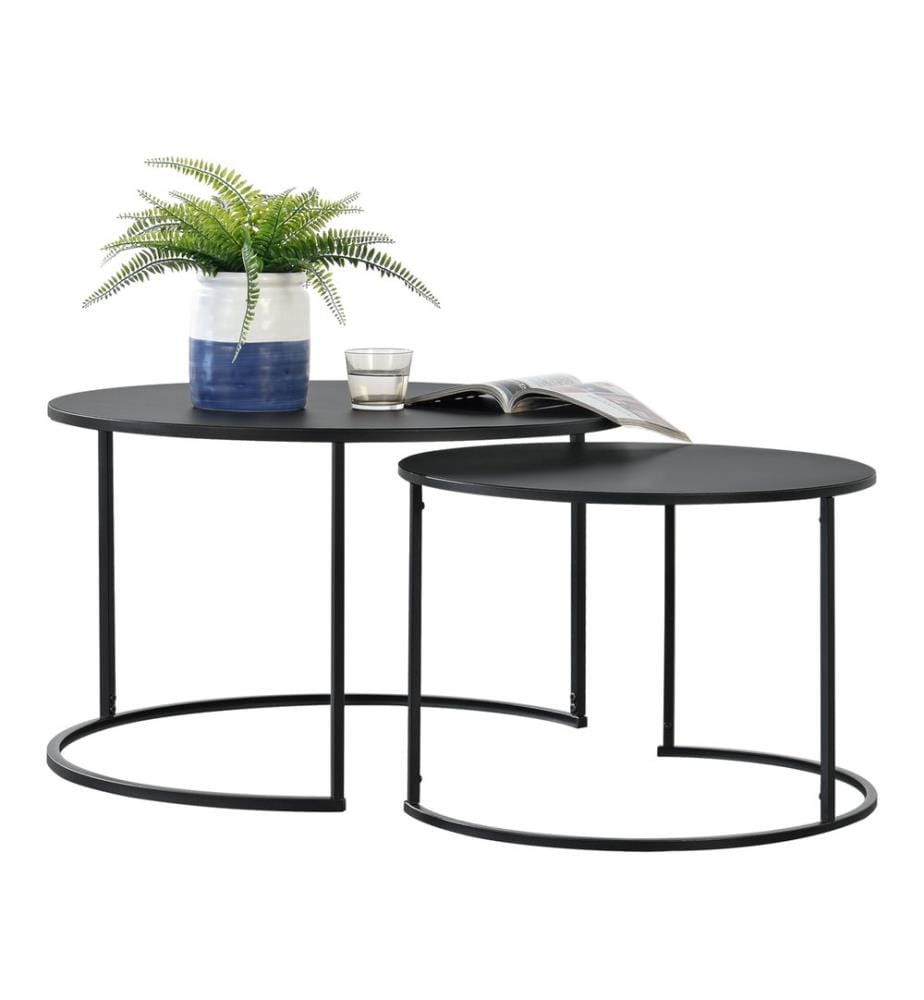 Lot de 2 tables basses Korenica, max. 20-20 kg, rondes, noires