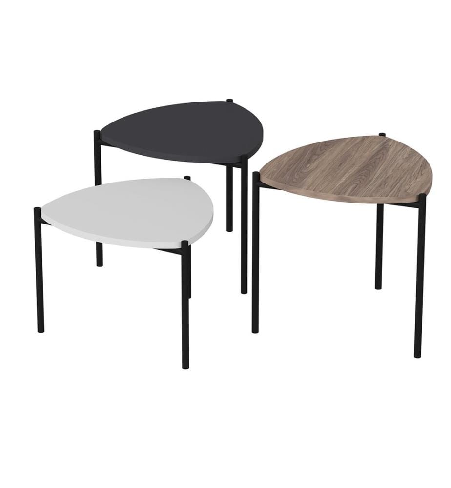 Lot de 3 tables d'appoint Glamsbjerg, aspect chêne, anthracite et blanc