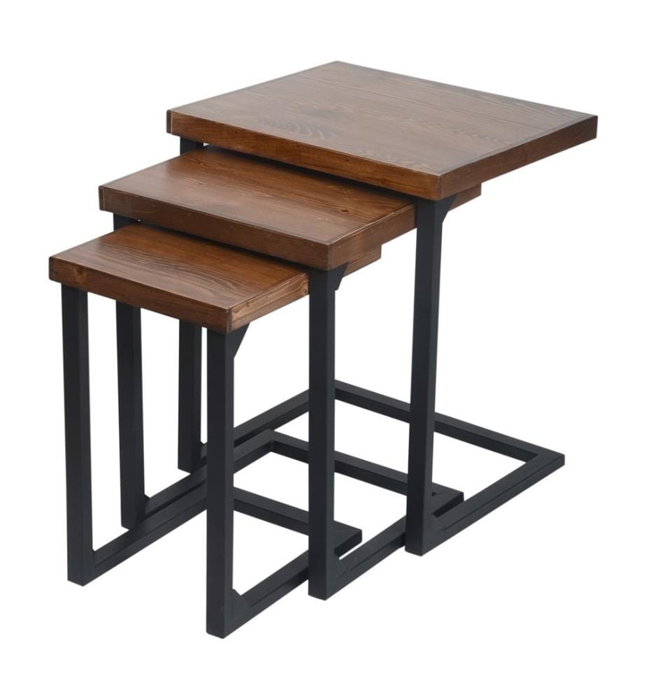 Lot de 3 tables d'appoint Rørvig en bois de pin teinté