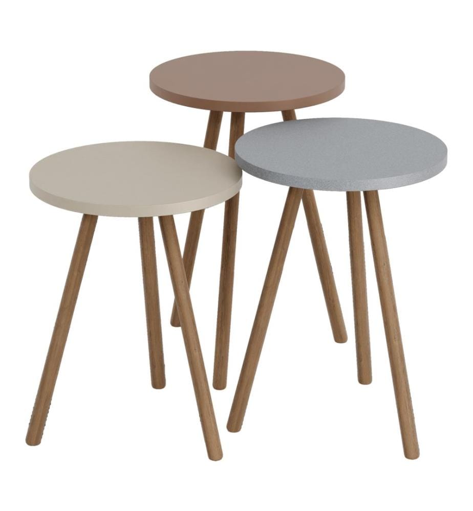 Lot de 3 tables d'appoint Hjørring, rondes, 49 x 34 cm
