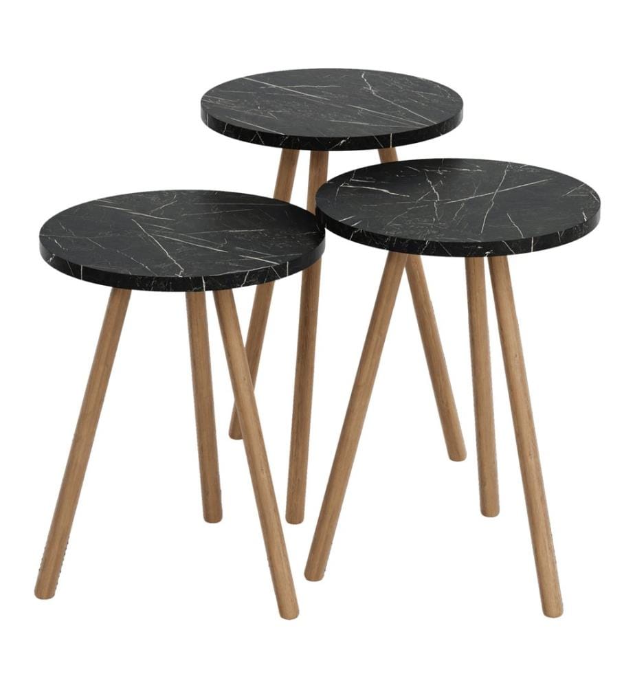 Lot de 3 tables d'appoint Hjørring, rondes, 49 x 34 cm