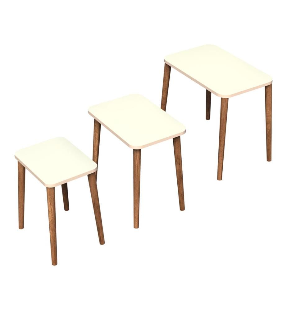 Ensemble de 3 tables gigognes Rangstrup, couleur crème