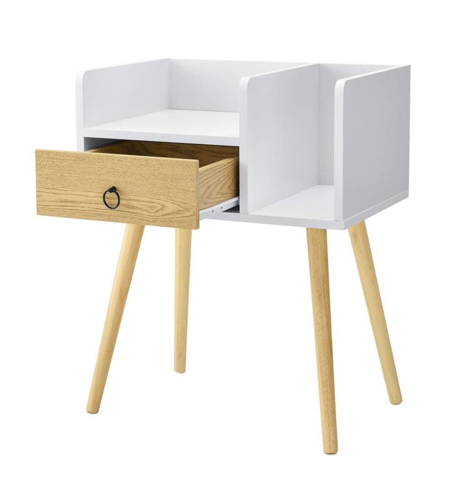 Table de chevet Gibbston 64 x 50 x 36 cm avec 2 étagères, blanche