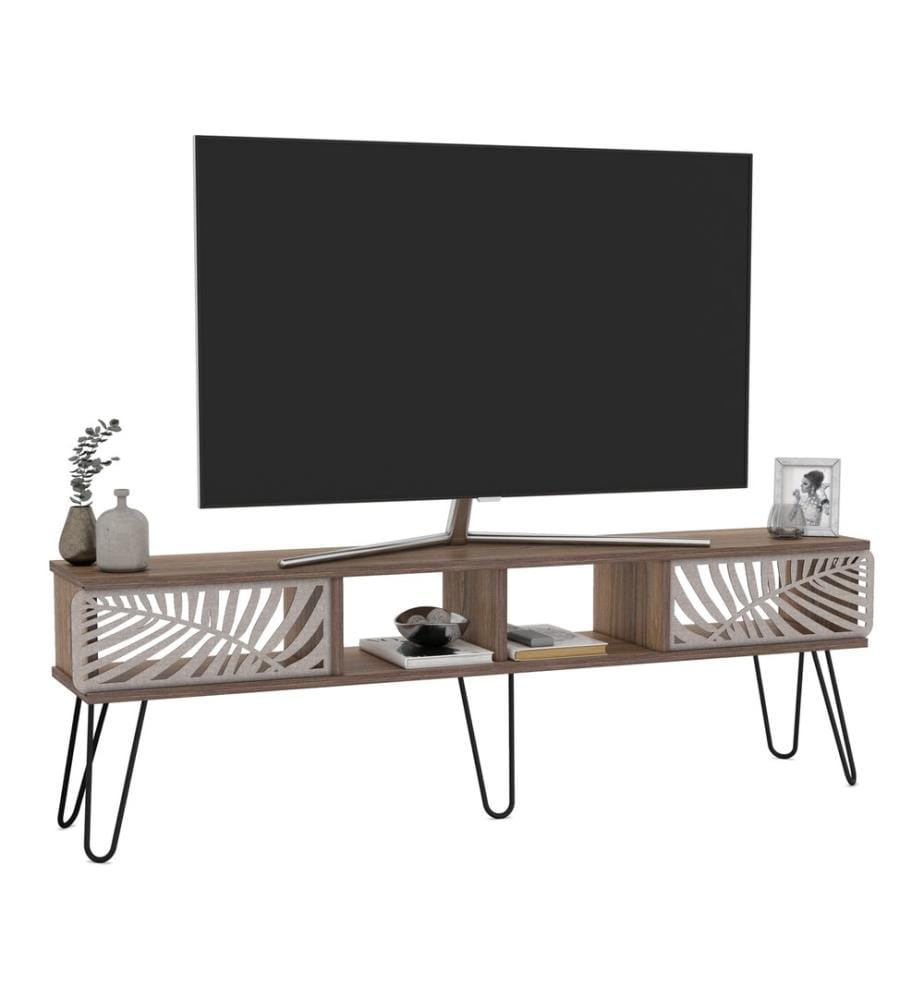 Meuble TV Salangen 160 x 30 x 49 cm, aspect noyer noir