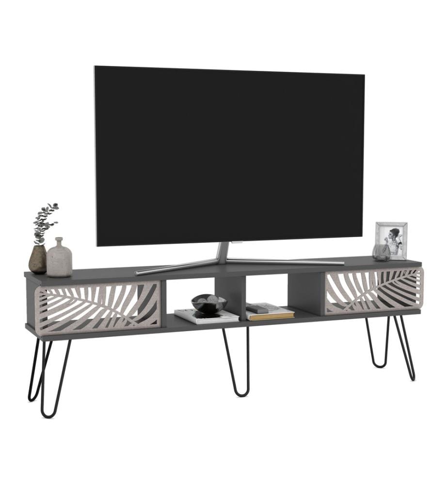 Meuble TV Salangen 160 x 30 x 49 cm, noir anthracite