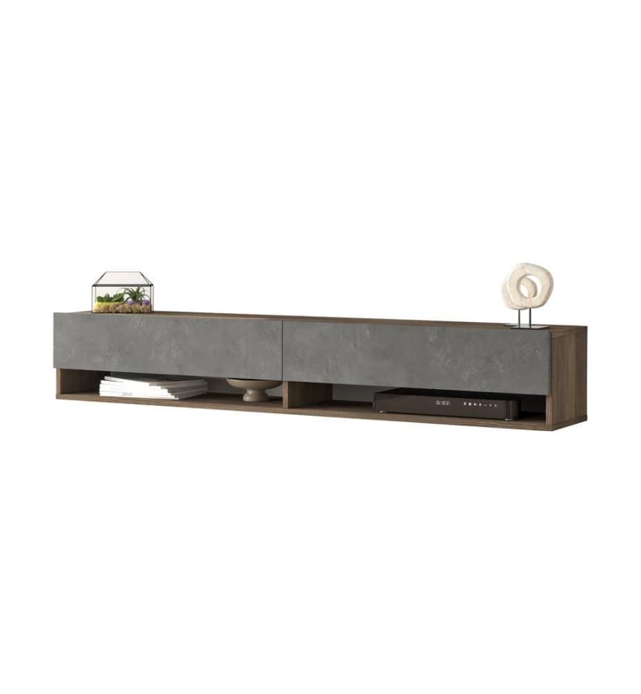 Meuble TV Laitila 180 x 31,5 x 29,5 cm, chêne foncé aspect béton