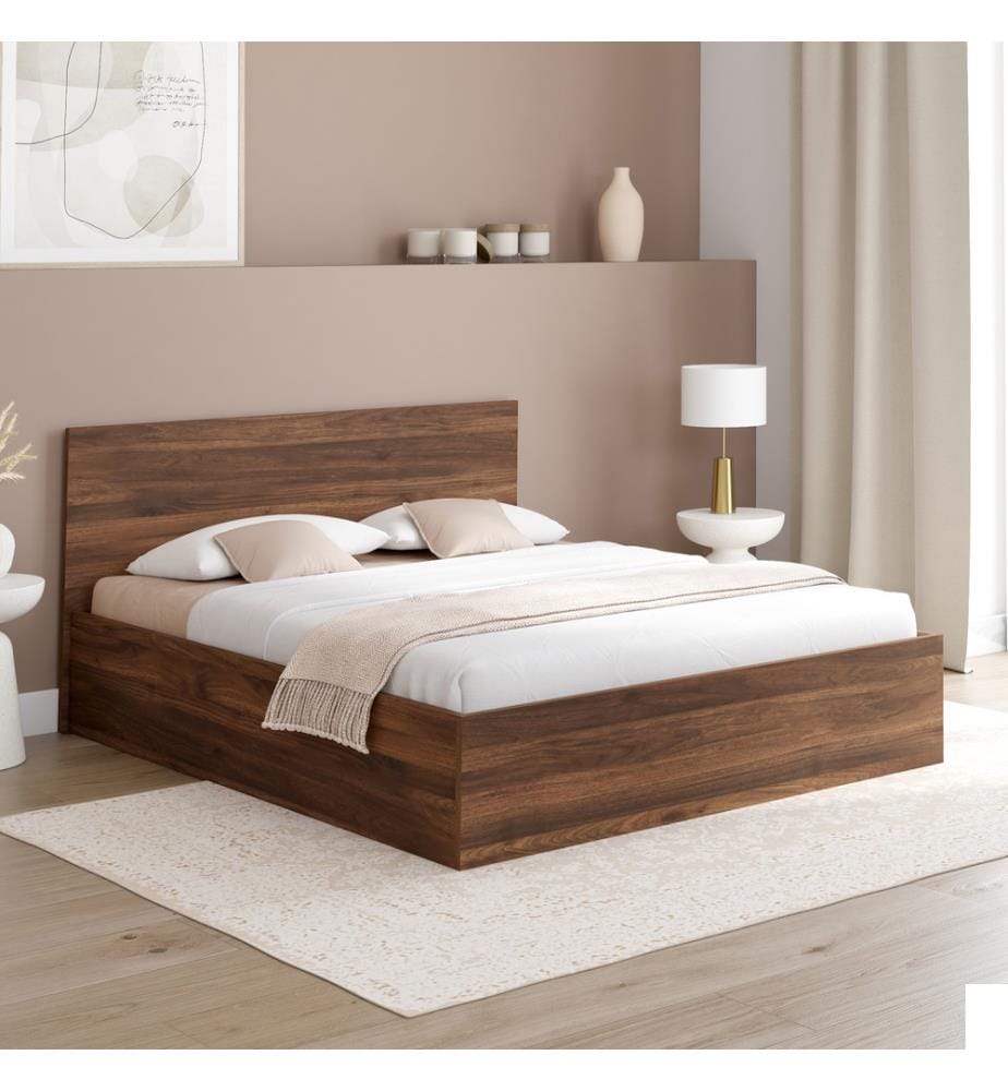 Lit coffre Sicilia 160x200cm effet bois noyer
