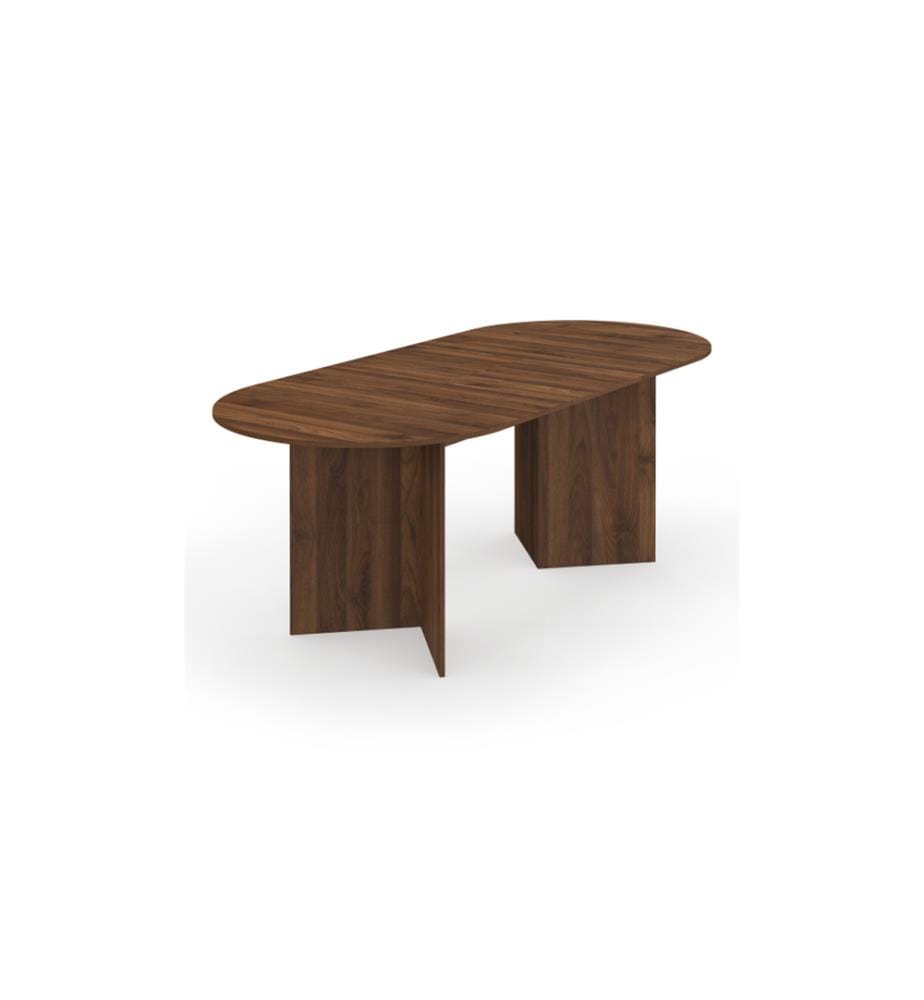 Table à manger extensible Gabin bois effet noyer et pieds design 160-200cm