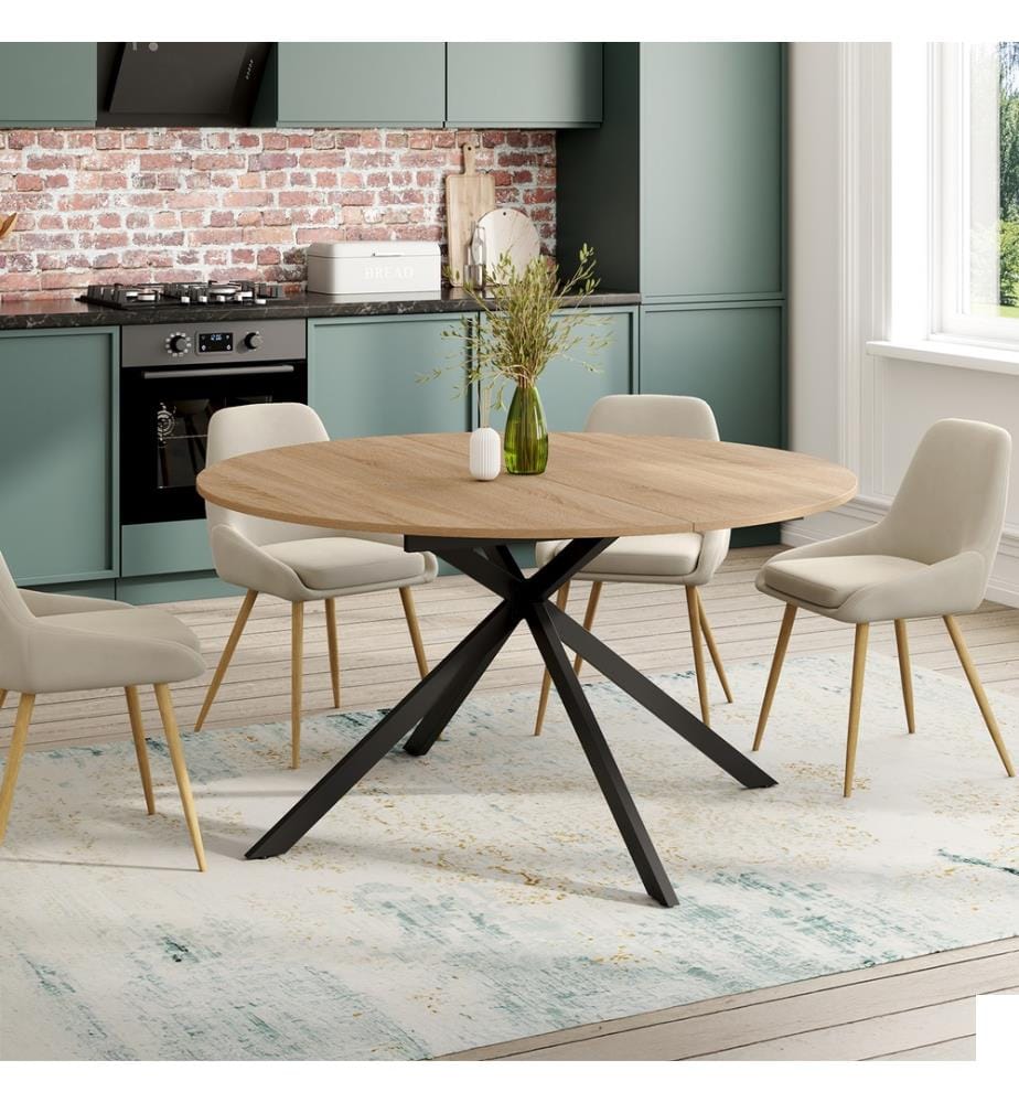 Table à manger ronde extensible Soline Ø140-200cm