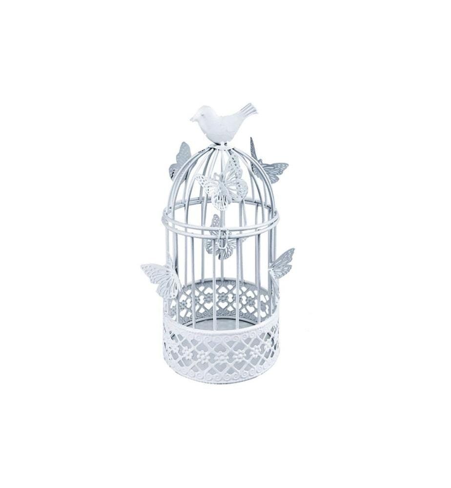 DAMECO - Gabbia per uccelli avec des papillons 22 cm, blanc