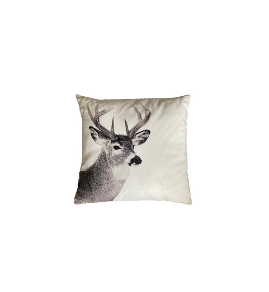 DAMECO - Coussin cerf rempli 40 x 40 cm, Beige/Gris