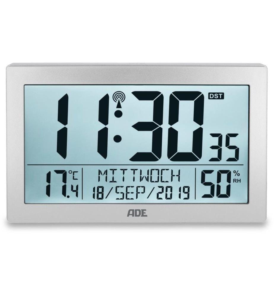 ADE - Horloge murale radio XL, Argenté