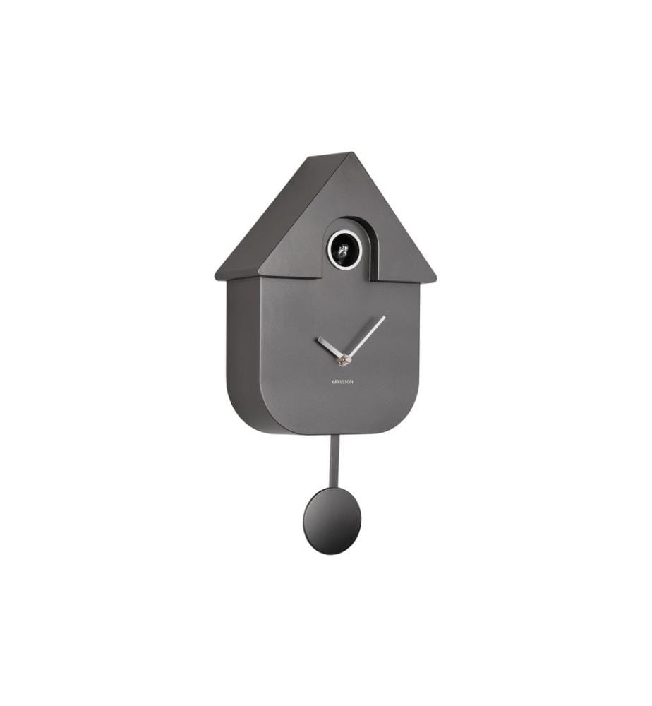 KARLSSON - Horloge murale Modern Cuckoo Metallic Dark grey