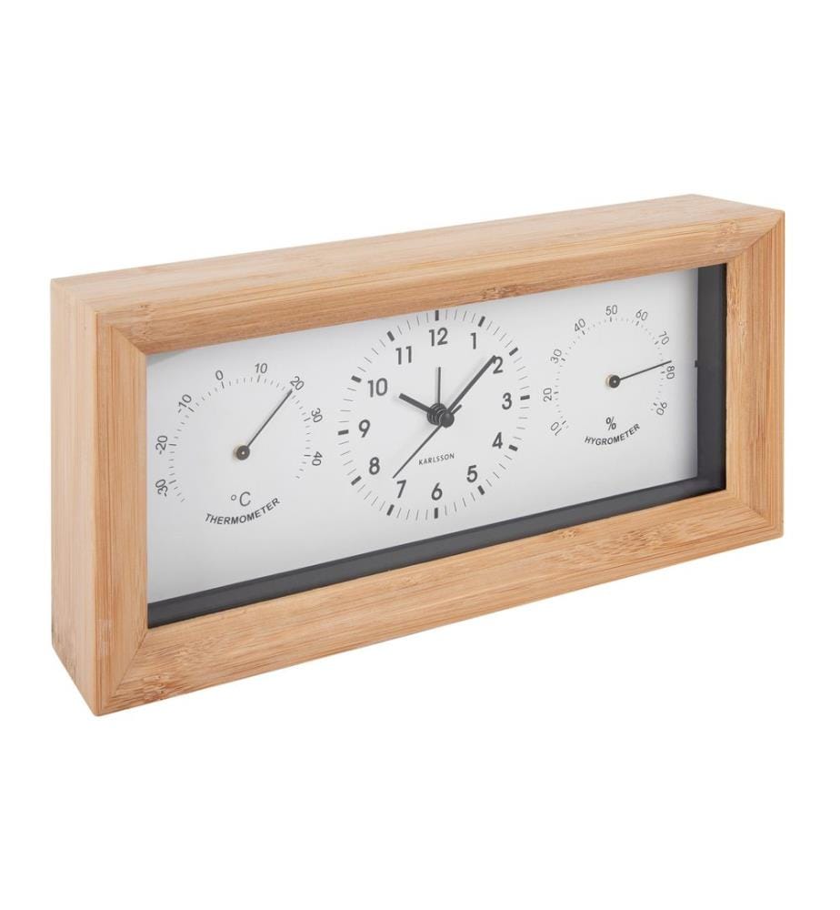 KARLSSON - Réveil classique Neat Rectangle Bambou / Blanc