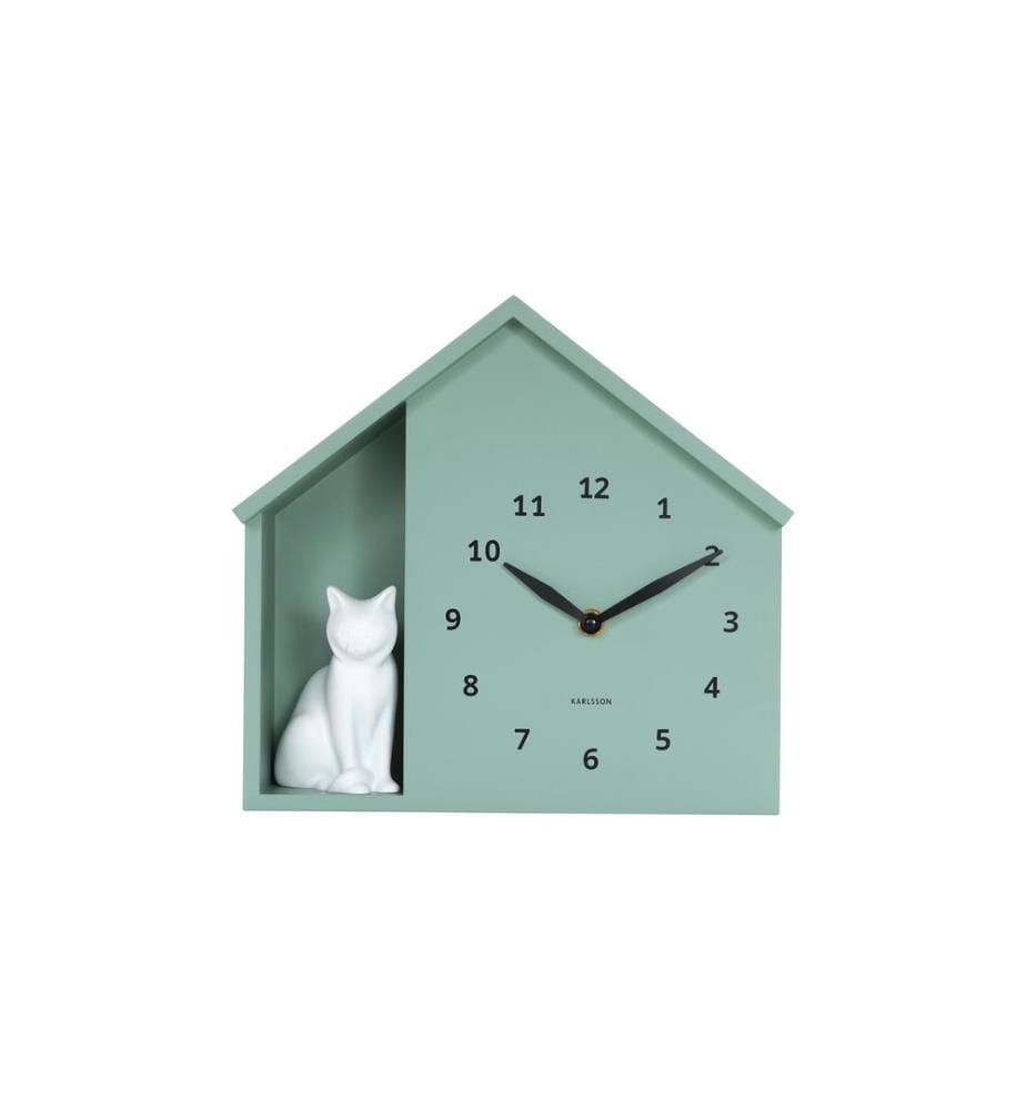 KARLSSON - Horloge murale Horloge murale Sitting Cat Grayed Jade