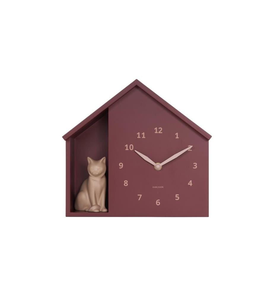 KARLSSON - Horloge murale Wall clock Sitting Cat Burgundy Red