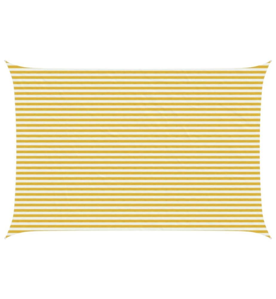 vidaXL Voile d'ombre Jaune et blanc 4 x 7 m HDPE