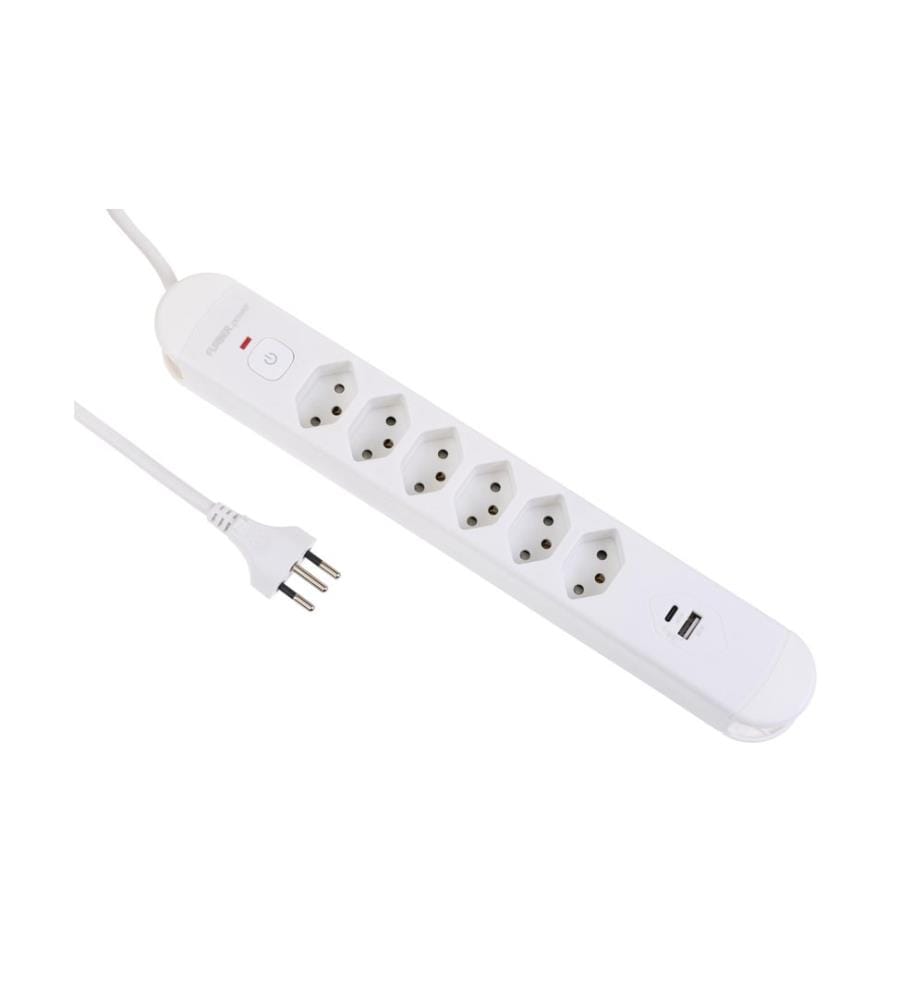 FURBER.POWER - Bloc multiprises Tuttovario 6 x T13, 1 x USB C, 1 x USB A