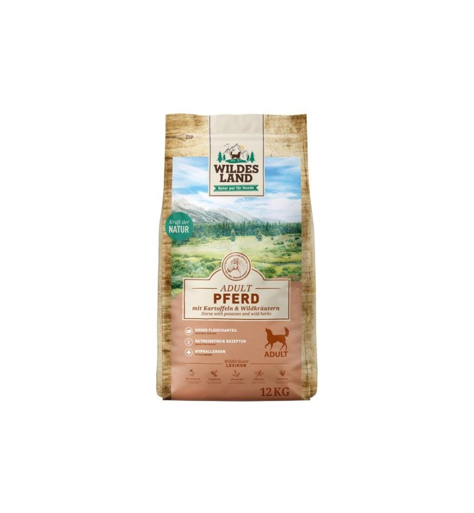 WILDES LAND - Alimentation sèche Cheval avec pommes de terre & herbes sauvages, 12 kg