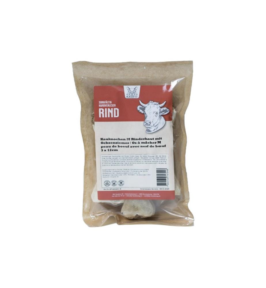 Kaufit - Os à mâcher Buf avec nerf de buf, 12 cm, 210 g, 3 pièces,