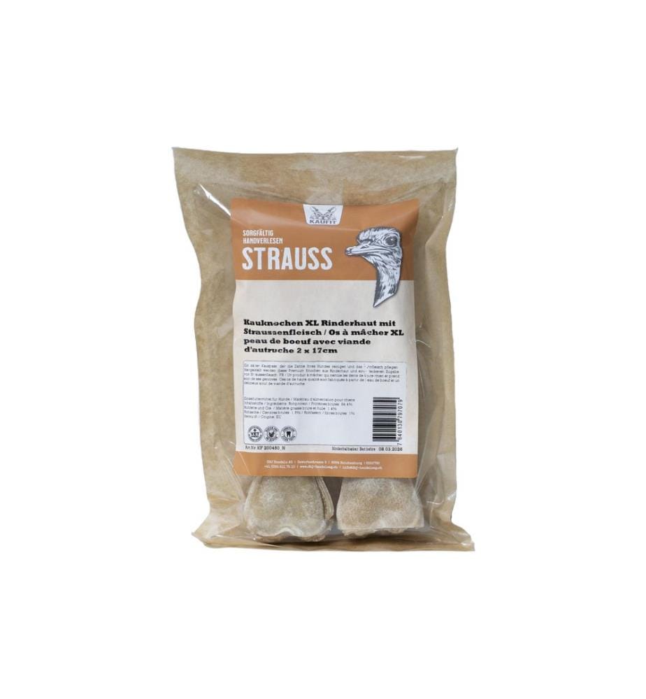Kaufit - Os à mâcher Buf à la viande d'autruche, 17 cm, 245 g, 2 pièces