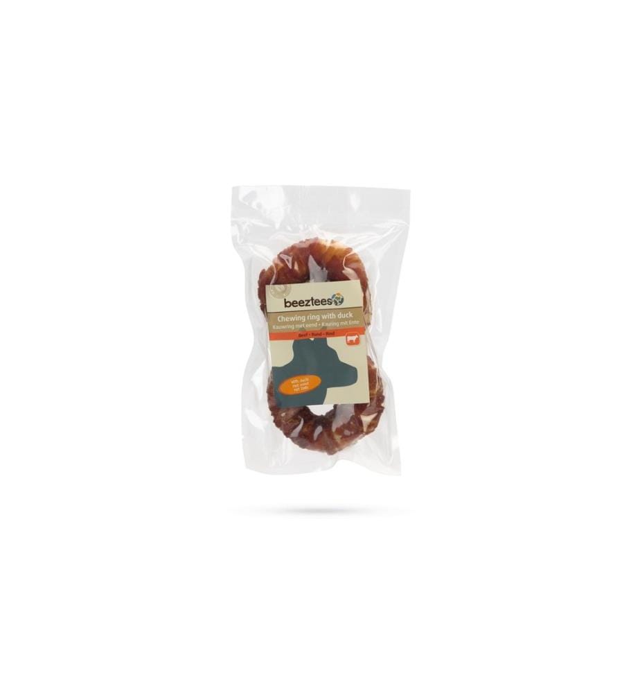 BEEZTEES - Produit à mâcher Anneau de peau de buf avec canard, 2 x 7.5 cm