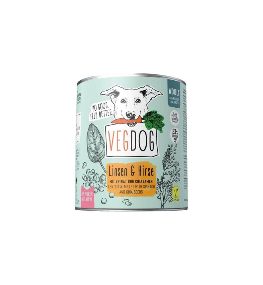 Vegdog - Alimentation humide Adult lentilles et millet 800 g