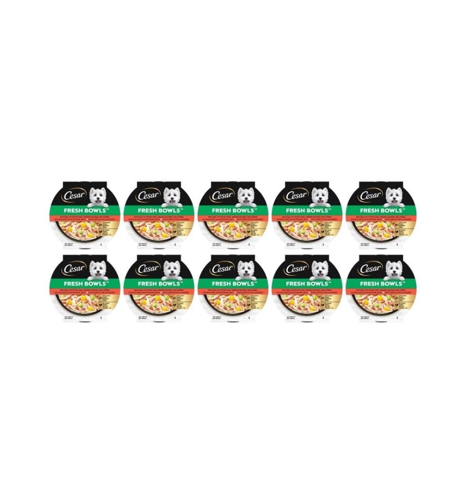 CESAR - Alimentation humide Fresh Bowls Poulet, carottes 10 x 85 g