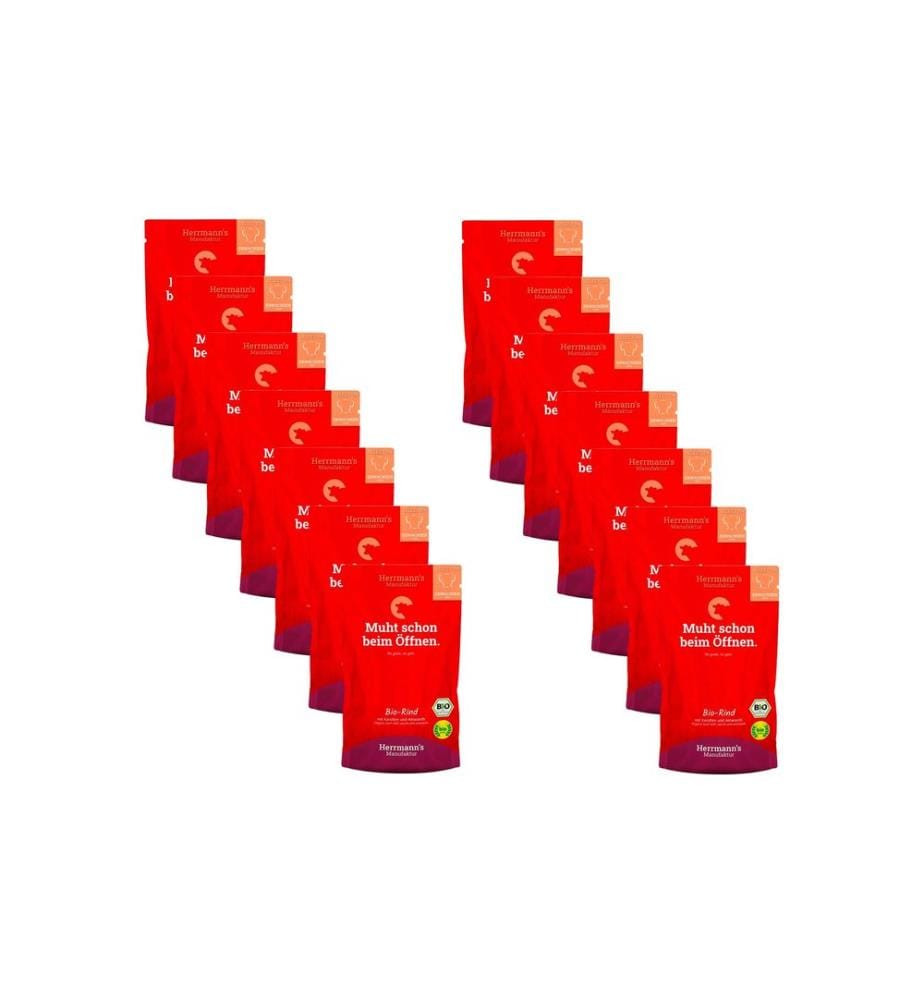 HERRMANN'S - Alimentation humide Buf bio aux carottes et à l'amarante 14 x 150 g