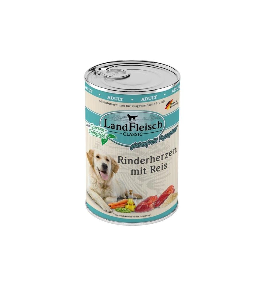 LandFleisch Nourriture humide Classic Curs de buf avec riz, 400 g