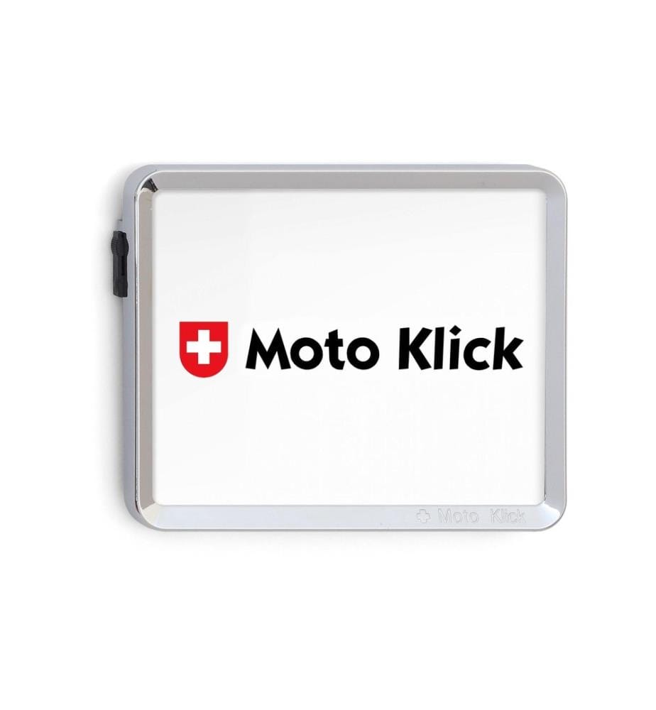 Swiss Klick - Supports de plaque dimmatriculation Moto Chrome brillant