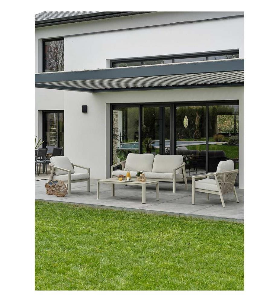 Salon bas de jardin KELIA 5 places en aluminium et corde tissée - GREGE