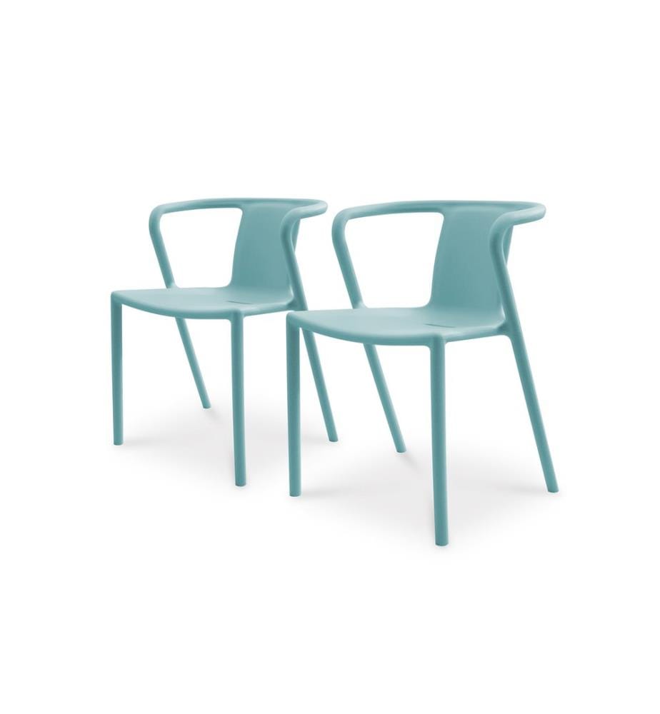 Lot de 2 fauteuils de jardin DIEGO empilables en polypropylène - AZUR