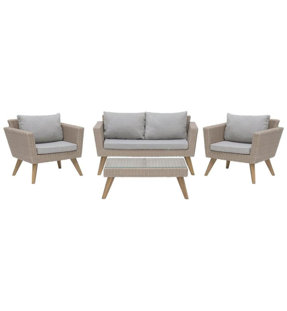 Ensemble de salon de jardin avec table 4 places VITTORIA Gris
