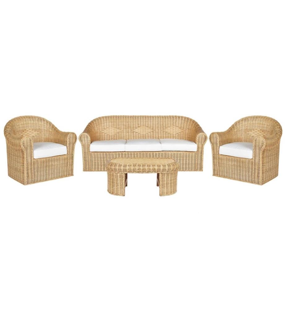 Ensemble de salon de jardin avec table 5 places LIVADEIA Rotin Naturel
