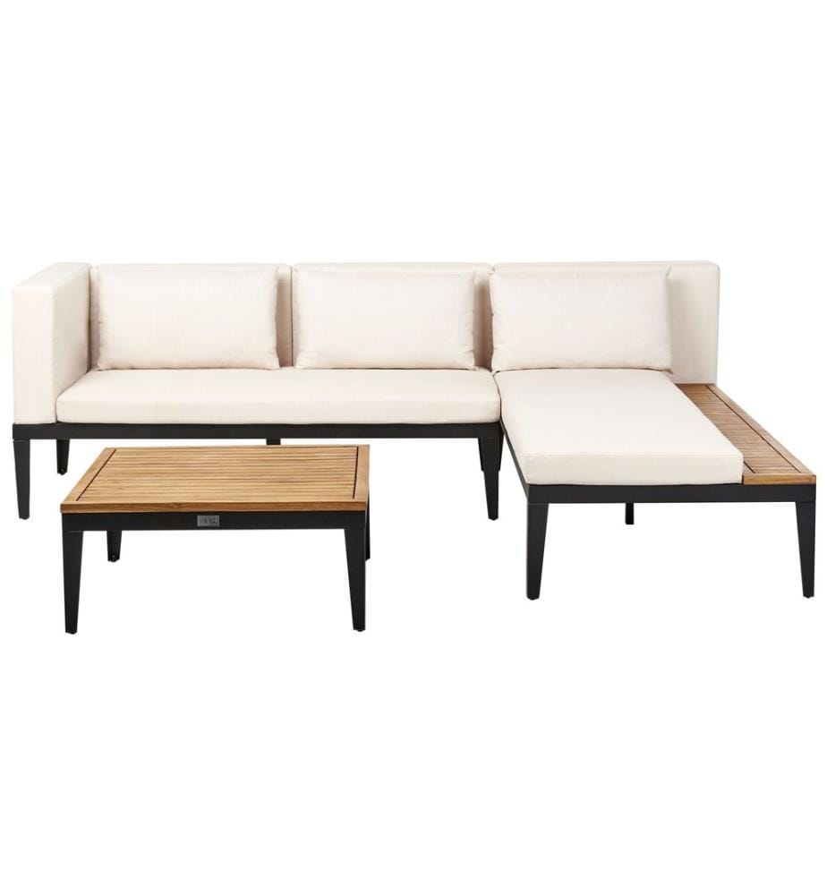 Ensemble de canapés d'angle de jardin 3 places BRACCIANO Côté gauche Bois d'acacia certifié Beige clair